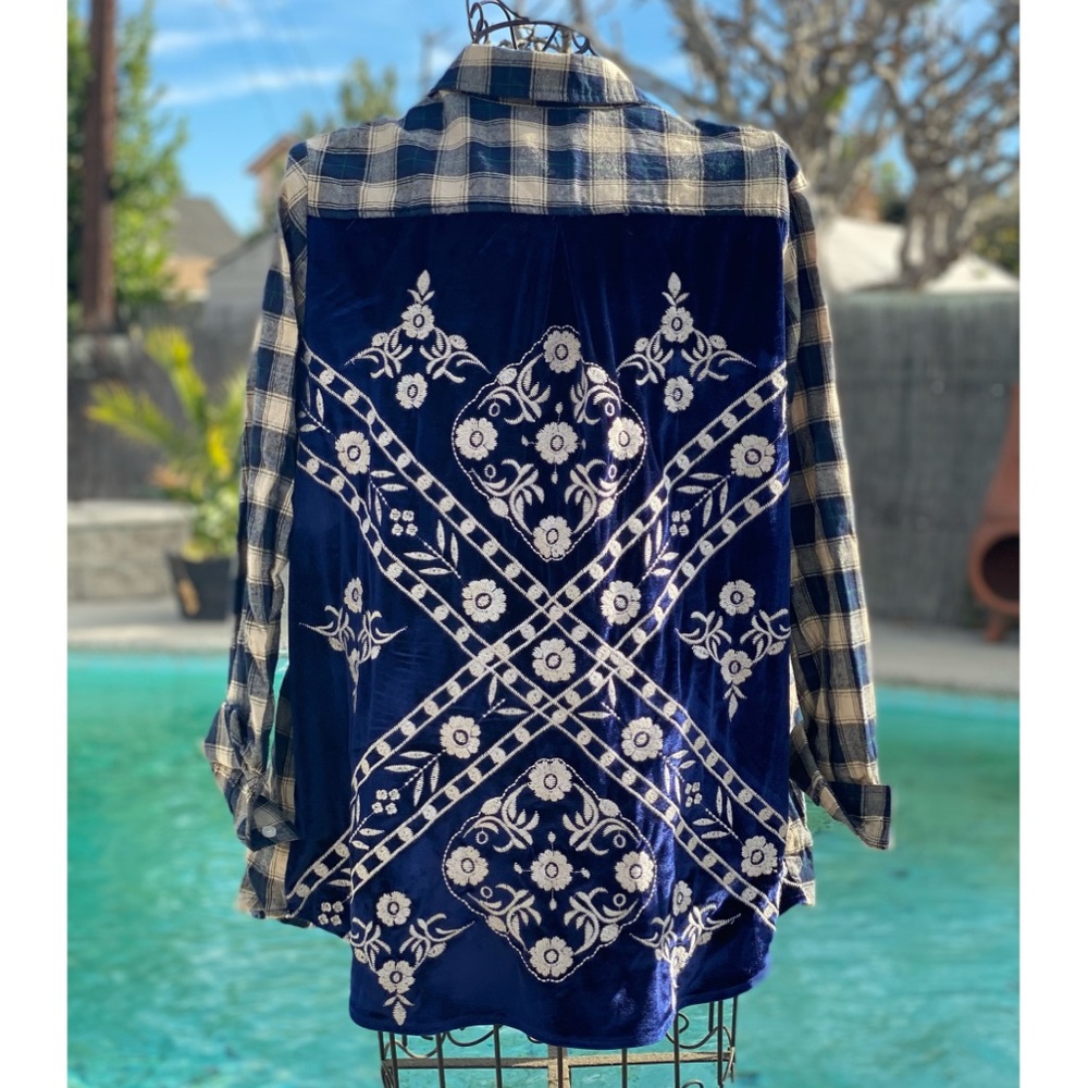 Flannel/ Plaid Embroidery Shirt